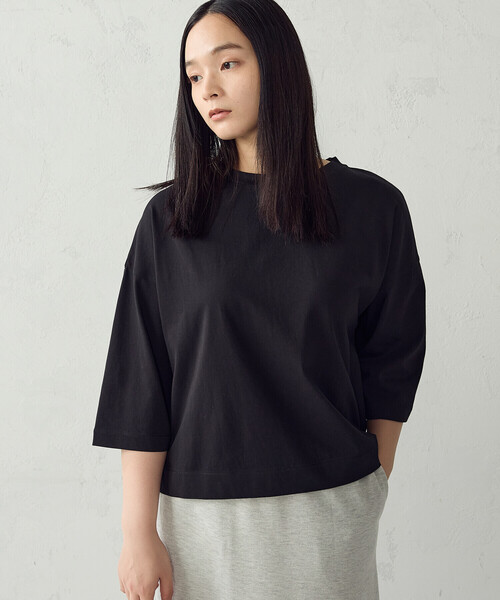 COMME CA ISM(コムサイズム)の「【接触冷感】7分袖 カットソー(Tシャツ/カットソー・レディース・ホワイト/ネイビー/ブラック/モカ・LARGE/MEDIUM)」の3枚目の写真