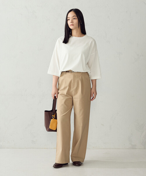 COMME CA ISM(コムサイズム)の「【接触冷感】7分袖 カットソー(Tシャツ/カットソー・レディース・ホワイト/ネイビー/ブラック/モカ・LARGE/MEDIUM)」の5枚目の写真