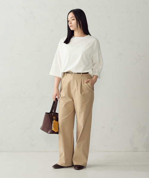 COMME CA ISM(コムサイズム)の「【接触冷感】7分袖 カットソー(Tシャツ/カットソー・レディース・ホワイト/ネイビー/ブラック/モカ・LARGE/MEDIUM)」の6枚目の写真