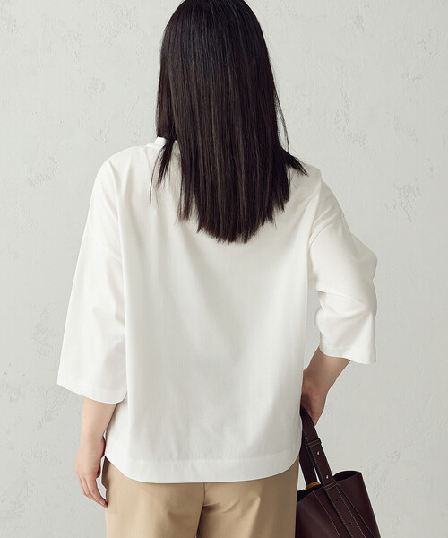 COMME CA ISM(コムサイズム)の「【接触冷感】7分袖 カットソー(Tシャツ/カットソー・レディース・ホワイト/ネイビー/ブラック/モカ・LARGE/MEDIUM)」の10枚目の写真