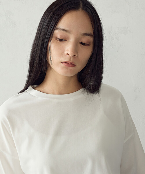 COMME CA ISM(コムサイズム)の「【接触冷感】7分袖 カットソー(Tシャツ/カットソー・レディース・ホワイト/ネイビー/ブラック/モカ・LARGE/MEDIUM)」の11枚目の写真