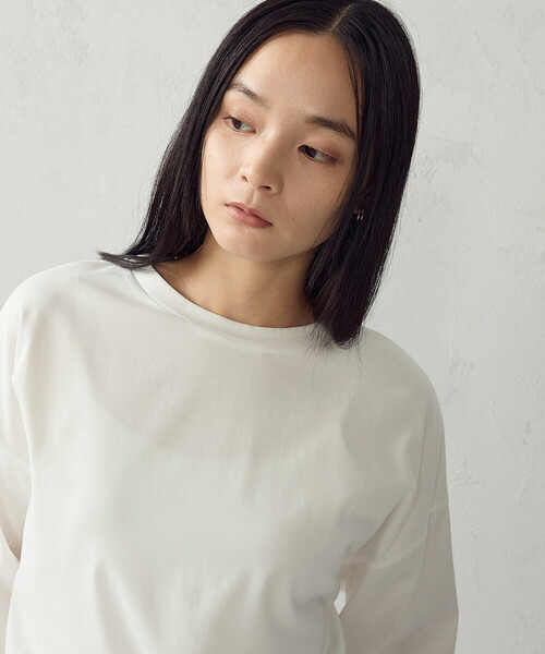 COMME CA ISM(コムサイズム)の「【接触冷感】7分袖 カットソー(Tシャツ/カットソー・レディース・ホワイト/ネイビー/ブラック/モカ・LARGE/MEDIUM)」の12枚目の写真