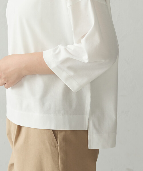 COMME CA ISM(コムサイズム)の「【接触冷感】7分袖 カットソー(Tシャツ/カットソー・レディース・ホワイト/ネイビー/ブラック/モカ・LARGE/MEDIUM)」の13枚目の写真