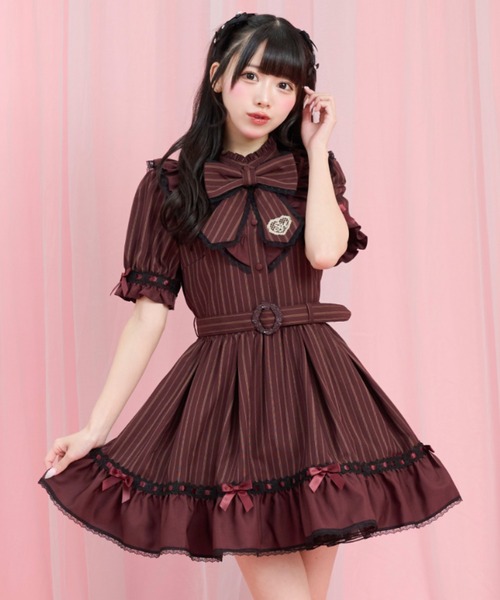 Secret Honey（シークレットハニー）の「ベルト付ヨーク切替ワンピース（ワンピース・レディース・ブラック/ワインレッド・MEDIUM）」の2枚目の写真