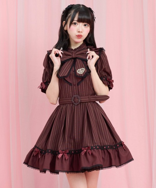 Secret Honey（シークレットハニー）の「ベルト付ヨーク切替ワンピース（ワンピース・レディース・ブラック/ワインレッド・MEDIUM）」の4枚目の写真