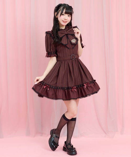 Secret Honey（シークレットハニー）の「ベルト付ヨーク切替ワンピース（ワンピース・レディース・ブラック/ワインレッド・MEDIUM）」の3枚目の写真