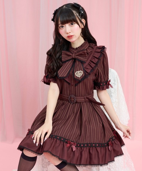 Secret Honey（シークレットハニー）の「ベルト付ヨーク切替ワンピース（ワンピース・レディース・ブラック/ワインレッド・MEDIUM）」の6枚目の写真