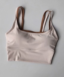 HYSSHOP（エイチワイエスショップ）の「【吸汗速乾 ストレッチ有 揺れない】クロップド×バイカラー配色。ダブルストラップ パッド付きフィットネスブラトップス レディース [トレーニングウェア ジムウェア ピラティスウェア ヨガウェア フィットネスウェア]（スポーツブラ）」