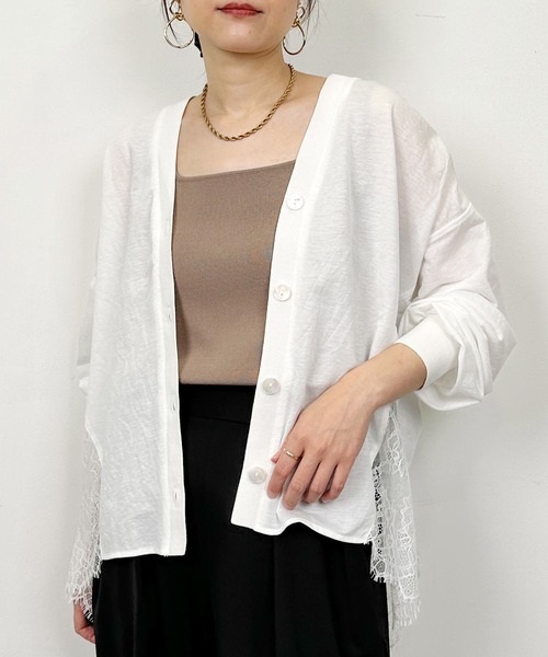 PICCIN(ピッチン)の「バックヘムレースカーディガン(カーディガン/ボレロ・レディース・ブラック/オフホワイト・M)」の18枚目の写真