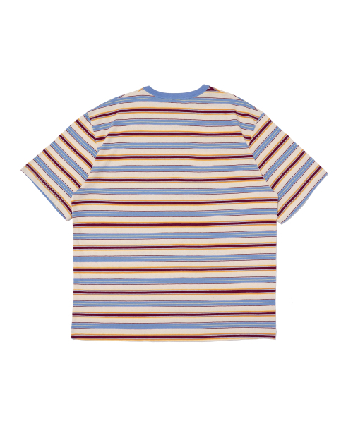 CARGOBROS FOR WOMAN(カーゴブロスフォーウィメン)の「ストライプダンガラ半袖Tシャツ(ブルー)(Tシャツ/カットソー・レディース・その他・FREE)」の2枚目の写真