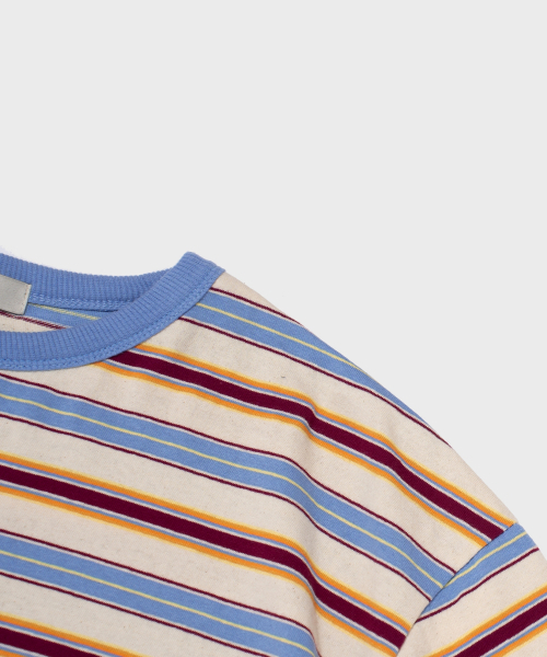 CARGOBROS FOR WOMAN(カーゴブロスフォーウィメン)の「ストライプダンガラ半袖Tシャツ(ブルー)(Tシャツ/カットソー・レディース・その他・FREE)」の3枚目の写真