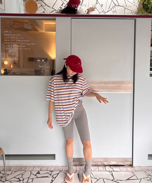 CARGOBROS FOR WOMAN(カーゴブロスフォーウィメン)の「ストライプダンガラ半袖Tシャツ(ブルー)(Tシャツ/カットソー・レディース・その他・FREE)」の12枚目の写真