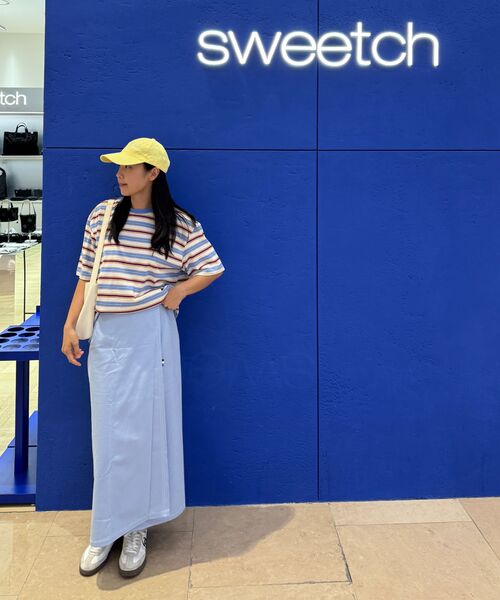 CARGOBROS FOR WOMAN(カーゴブロスフォーウィメン)の「ストライプダンガラ半袖Tシャツ(ブルー)(Tシャツ/カットソー・レディース・その他・FREE)」の13枚目の写真