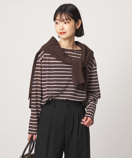 green label relaxing(グリーンレーベルリラクシング)の「シアー ロングスリーブ プルオーバー カットソー(Tシャツ/カットソー・レディース・ブラック/その他1/その他2/その他3・FREE)」の1枚目の写真