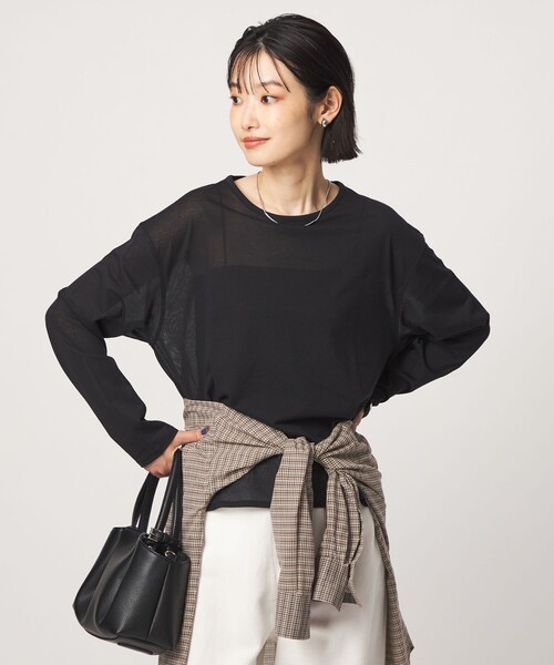 green label relaxing(グリーンレーベルリラクシング)の「シアー ロングスリーブ プルオーバー カットソー(Tシャツ/カットソー・レディース・ブラック/その他1/その他2/その他3・FREE)」の2枚目の写真