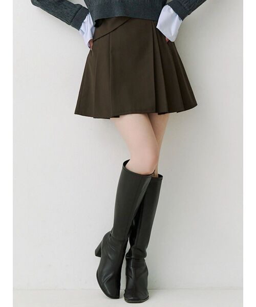 MERCURYDUO(マーキュリーデュオ)の「サイドドレーププリーツミニスカート(スカート・レディース・ブラウン/チャコールグレー・MEDIUM/SMALL)」の3枚目の写真