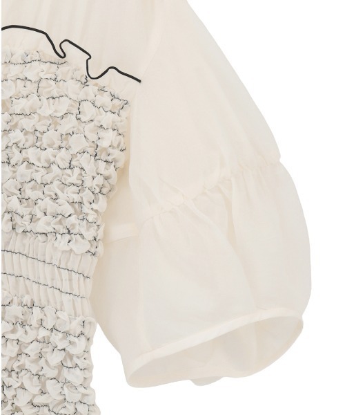 CLANE(クラネ)の「【CLANE/クラネ】COLOR STITCHED SHIRRING TOPS/カラースティッチシャーリングトップ(Tシャツ/カットソー・レディース・グリーン/アイボリー/ブラック・1)」の20枚目の写真