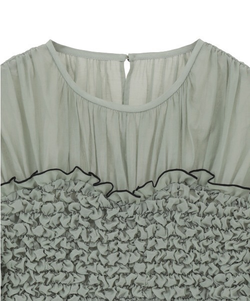 CLANE(クラネ)の「【CLANE/クラネ】COLOR STITCHED SHIRRING TOPS/カラースティッチシャーリングトップ(Tシャツ/カットソー・レディース・グリーン/アイボリー/ブラック・1)」の15枚目の写真
