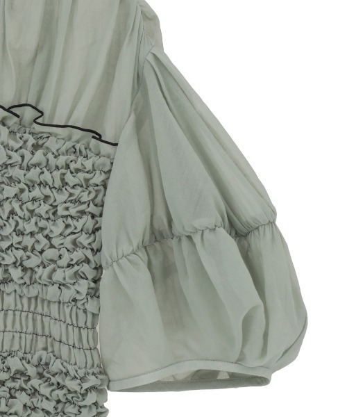 CLANE(クラネ)の「【CLANE/クラネ】COLOR STITCHED SHIRRING TOPS/カラースティッチシャーリングトップ(Tシャツ/カットソー・レディース・グリーン/アイボリー/ブラック・1)」の16枚目の写真