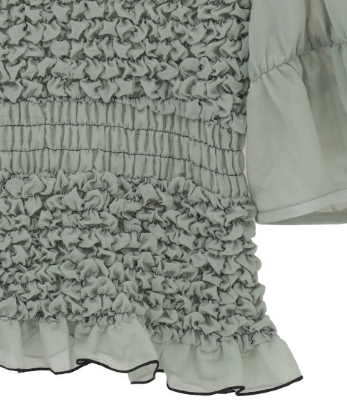 CLANE(クラネ)の「【CLANE/クラネ】COLOR STITCHED SHIRRING TOPS/カラースティッチシャーリングトップ(Tシャツ/カットソー・レディース・グリーン/アイボリー/ブラック・1)」の17枚目の写真