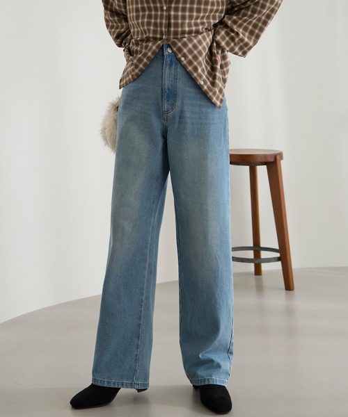 Aunely(オーネリー)の「【Aunely】やわらか美シルエットデニム<YOSOOIシリーズ>(デニムパンツ・レディース・ブラック/サックスブルー/インディゴブルー/ブルー・M/L/S)」の3枚目の写真