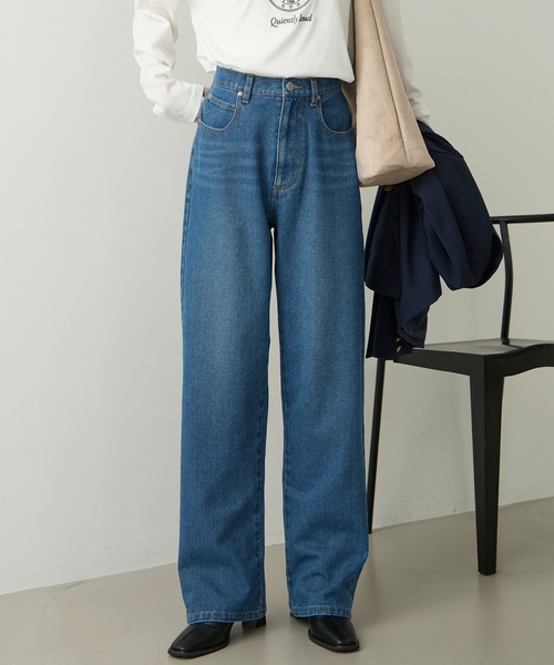 Aunely(オーネリー)の「【Aunely】やわらか美シルエットデニム<YOSOOIシリーズ>(デニムパンツ・レディース・ブラック/サックスブルー/インディゴブルー/ブルー・M/L/S)」の4枚目の写真