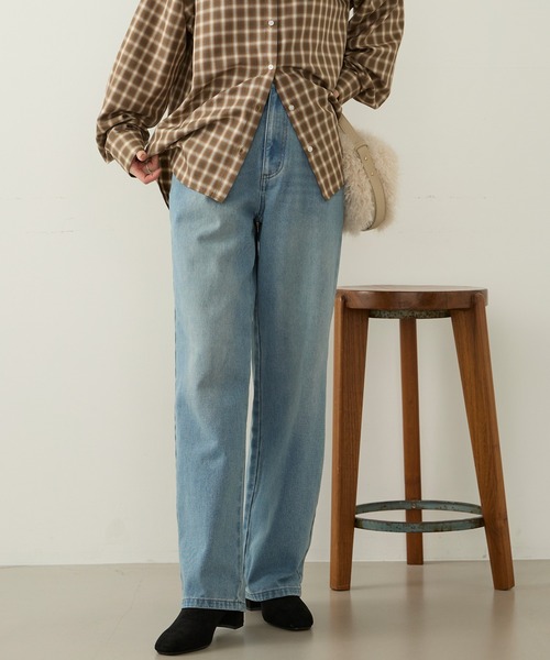 Aunely(オーネリー)の「【Aunely】やわらか美シルエットデニム<YOSOOIシリーズ>(デニムパンツ・レディース・ブラック/サックスブルー/インディゴブルー/ブルー・M/L/S)」の9枚目の写真