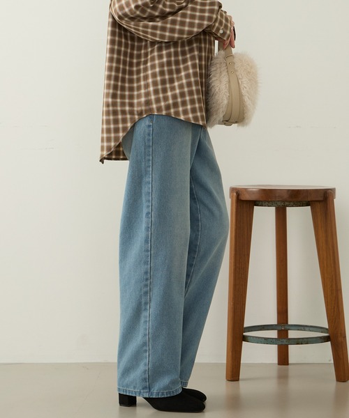 Aunely(オーネリー)の「【Aunely】やわらか美シルエットデニム<YOSOOIシリーズ>(デニムパンツ・レディース・ブラック/サックスブルー/インディゴブルー/ブルー・M/L/S)」の11枚目の写真