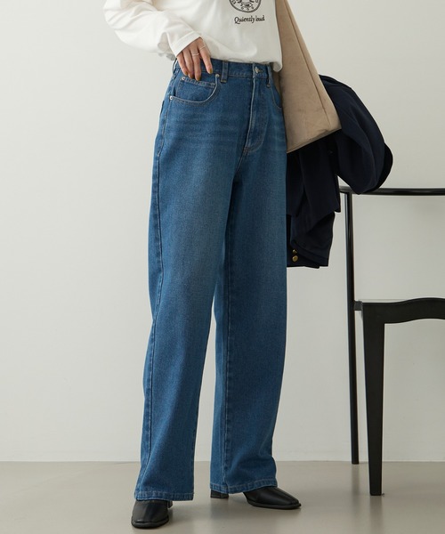 Aunely(オーネリー)の「【Aunely】やわらか美シルエットデニム<YOSOOIシリーズ>(デニムパンツ・レディース・ブラック/サックスブルー/インディゴブルー/ブルー・M/L/S)」の5枚目の写真