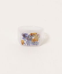【popochi】指輪 レジン シンプル 大人 上品 リング デイリー ドライフラワー(MA)