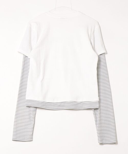 GEMEDA(ジェメダ)の「フェイクレイヤードトップス(Tシャツ/カットソー・レディース・ダークグレー/ホワイト・M)」の4枚目の写真