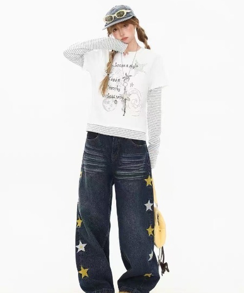 GEMEDA(ジェメダ)の「フェイクレイヤードトップス(Tシャツ/カットソー・レディース・ダークグレー/ホワイト・M)」の10枚目の写真