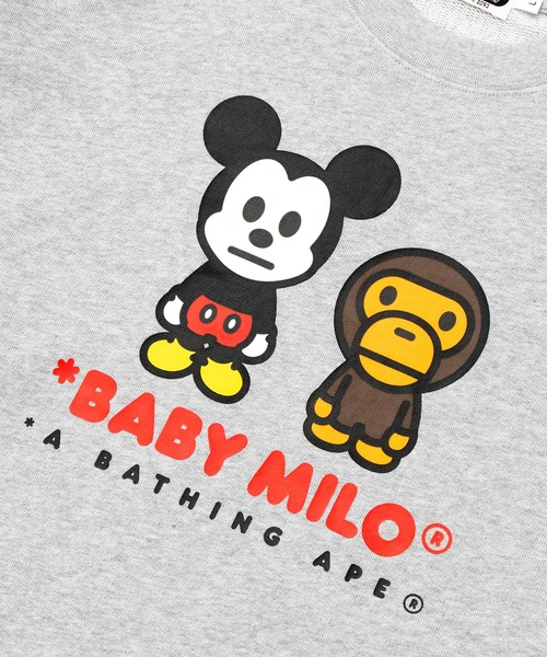 A BATHING APE（アベイシングエイプ）の「BAPE X DISNEY MICKEY MOUSE BABY MILO RELAXED FIT CREWNECK（スウェット・メンズ・グレー/ブラック・SMALL/LARGE/MEDIUM）」の7枚目の写真