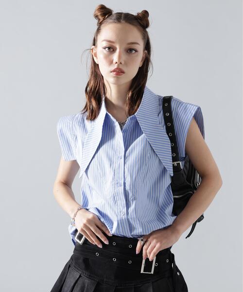 ROYAL FLASH(ロイヤルフラッシュ)の「MAVYTH/メヴィス/NO SLEEVE SHIRT(シャツ/ブラウス・レディース・ホワイト/ブルー・M/S)」の10枚目の写真