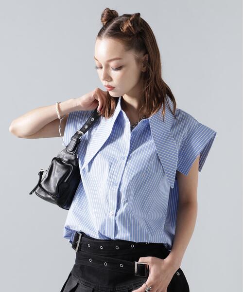 ROYAL FLASH(ロイヤルフラッシュ)の「MAVYTH/メヴィス/NO SLEEVE SHIRT(シャツ/ブラウス・レディース・ホワイト/ブルー・M/S)」の11枚目の写真