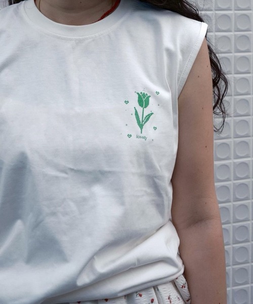 BLOOMING CHARM(ブルーミングチャーム)の「Lovely Tulip Sleeveless(Tシャツ/カットソー・レディース・ホワイト・ONE SIZE)」の7枚目の写真