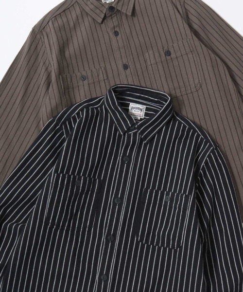 HOUSTON（ヒューストン）の「HOUSTON/ヒューストン Muji Stripe Viyella Shirt/ムジ ストライプ ビエラシャツ/ネルシャツ/レディース メンズ（シャツ/ブラウス・メンズ・ホワイト系その他/グレー/マスタード/ブラック/ネイビー/ブラック系その他/グレー系その他/ブルー系その他/グリーン系その他/オリーブ・M/L/XL）」の4枚目の写真