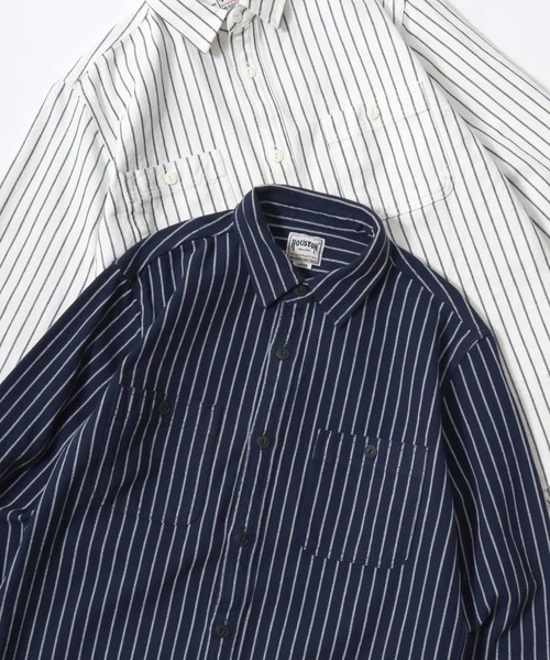 HOUSTON（ヒューストン）の「HOUSTON/ヒューストン Muji Stripe Viyella Shirt/ムジ ストライプ ビエラシャツ/ネルシャツ/レディース メンズ（シャツ/ブラウス・メンズ・ホワイト系その他/グレー/マスタード/ブラック/ネイビー/ブラック系その他/グレー系その他/ブルー系その他/グリーン系その他/オリーブ・M/L/XL）」の9枚目の写真