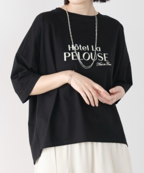 Bou Jeloud(ブージュルード)の「WシルケットロゴT(Tシャツ/カットソー・レディース・オフホワイト/A/ブラック・FREE)」の3枚目の写真