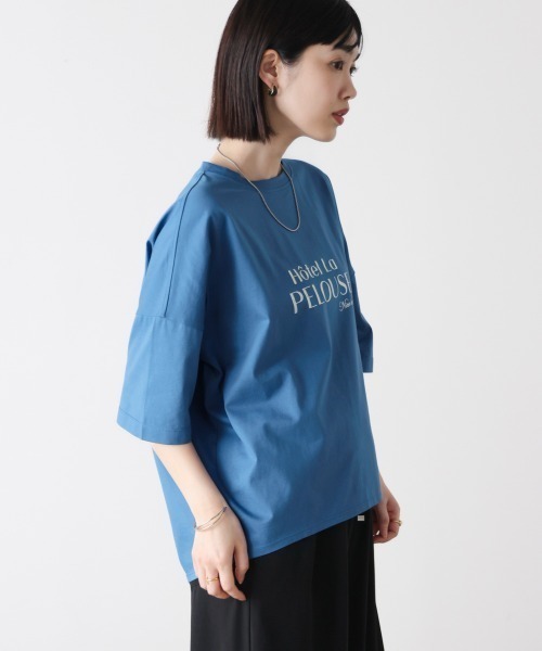 Bou Jeloud(ブージュルード)の「WシルケットロゴT(Tシャツ/カットソー・レディース・オフホワイト/A/ブラック・FREE)」の4枚目の写真