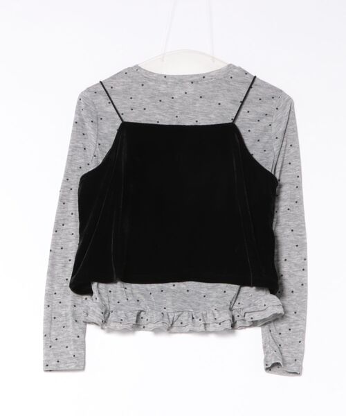 Ritzy(リッツィー)の「ベロアキャミソール+ドット柄トップス レイヤード 2点セット(Tシャツ/カットソー・レディース・グレー/ベージュ・FREE)」の7枚目の写真