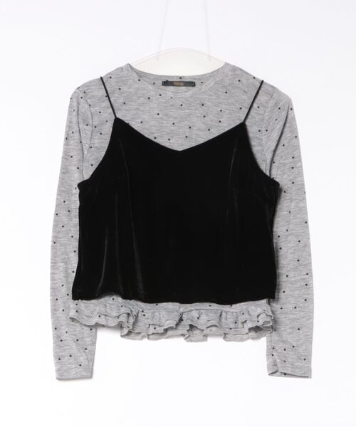 Ritzy(リッツィー)の「ベロアキャミソール+ドット柄トップス レイヤード 2点セット(Tシャツ/カットソー・レディース・グレー/ベージュ・FREE)」の10枚目の写真