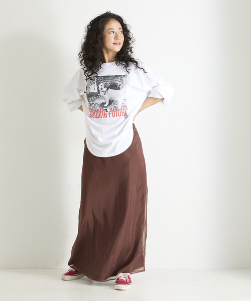 Freada（フリーダ）の「Freada/フリーダ オーガンジー サテン フレア スカート（スカート・レディース・ブラウン/レオパード・ONE SIZE）」の6枚目の写真