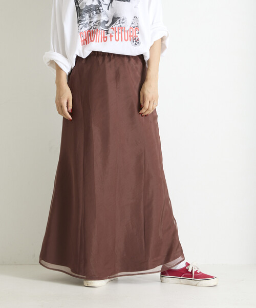 Freada（フリーダ）の「Freada/フリーダ オーガンジー サテン フレア スカート（スカート・レディース・ブラウン/レオパード・ONE SIZE）」の9枚目の写真