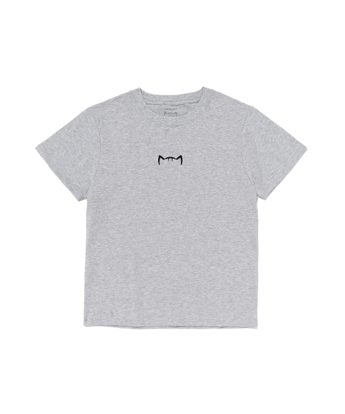 KIKIMIMI(キキミミ)の「クロップキティセンターロゴTシャツ(メランジ)(Tシャツ/カットソー・レディース・グレー・FREE)」の2枚目の写真