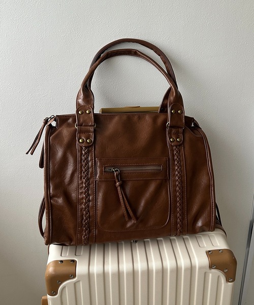 apres jour clair（アプレジュールクレア）の「【apres jour clair】ビッグデザインフェイクレザーショルダーバッグ（ショルダーバッグ・レディース・ブラウン系その他/ブラウン・FREE）」の5枚目の写真
