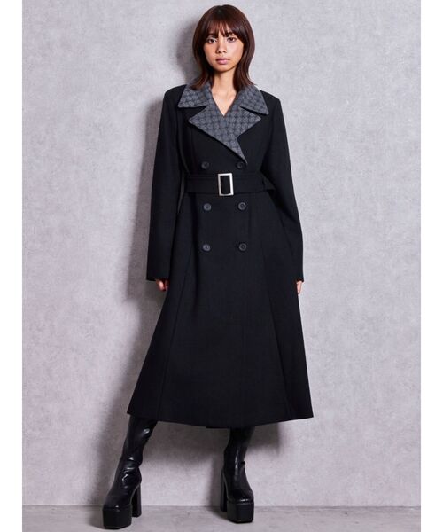 GYDA(ジェイダ)の「ベルト付 SymmetryGYDA embroidery longコート(その他アウター・レディース・オフホワイト/ブラック・FREE/X-SMALL)」の5枚目の写真