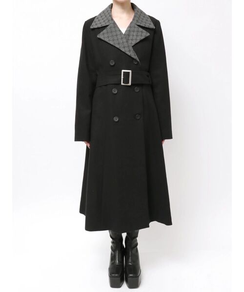 GYDA(ジェイダ)の「ベルト付 SymmetryGYDA embroidery longコート(その他アウター・レディース・オフホワイト/ブラック・FREE/X-SMALL)」の7枚目の写真