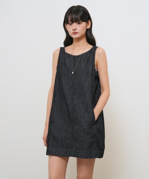 GENERAL IDEA(ジェネラルアイデア)の「【GENERAL IDEA】ミニマルツイルワンピース / MINIMAL TWILL DRESS(ワンピース・レディース・ネイビー/アイボリー・L/M/S)」の8枚目の写真