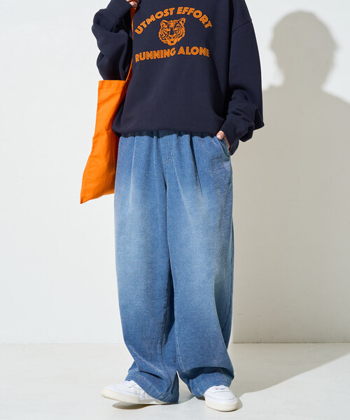 FREAK'S STORE(フリークスストア)の「限定展開 シェニール デニム 微起毛 イージー パンツ(デニムパンツ・レディース・ネイビー/ブルー/グレー/サックスブルー・SMALL/MEDIUM)」の15枚目の写真